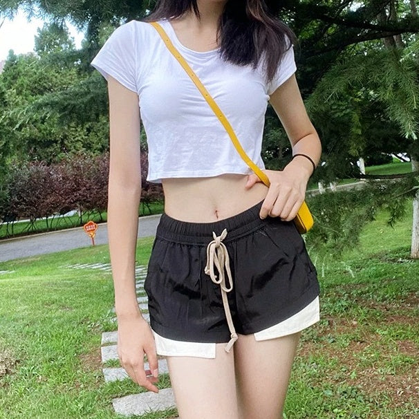 レイヤードドロストショートパンツ