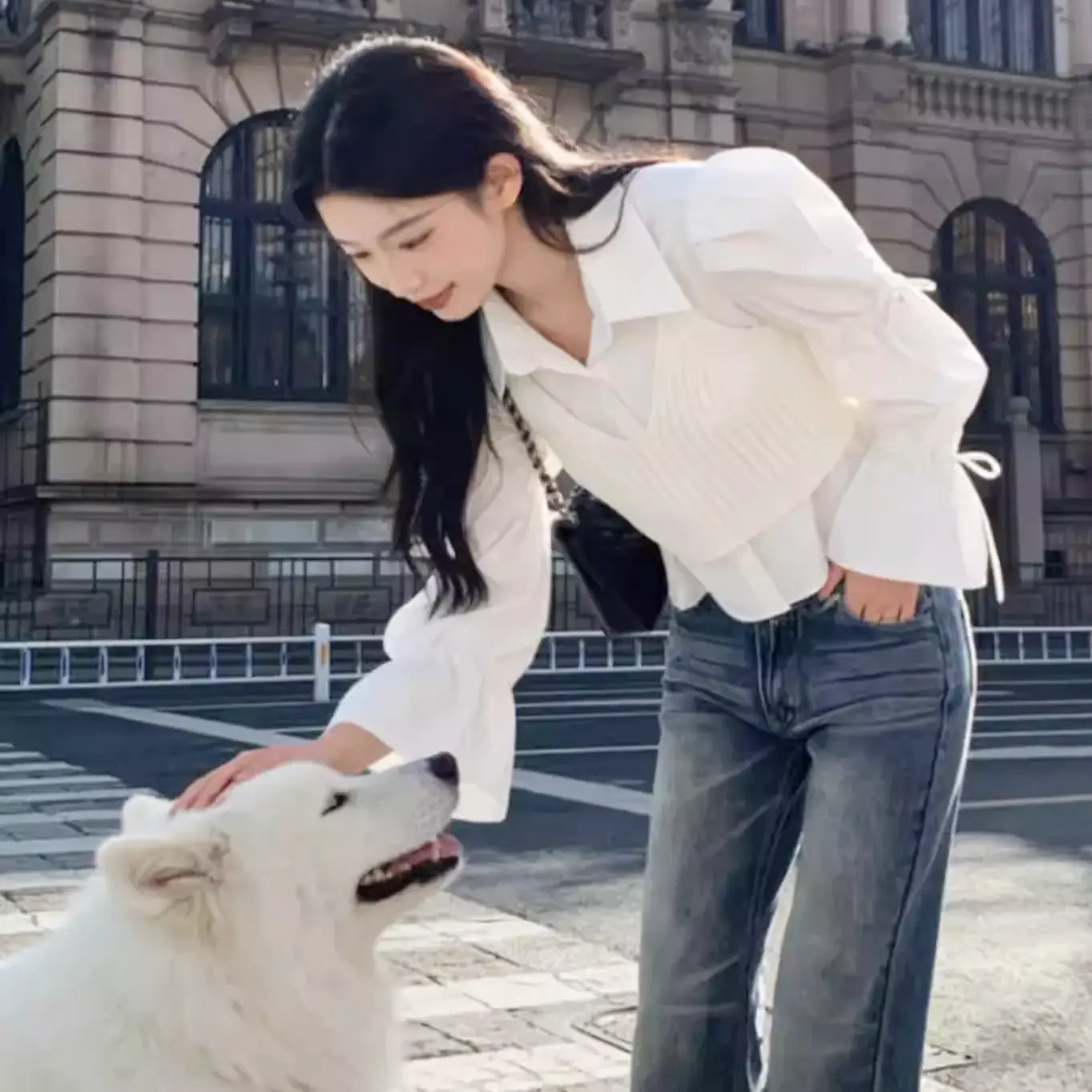 レイヤードリブニットシャツトップス