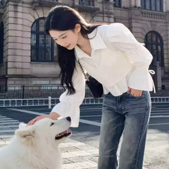 レイヤードリブニットシャツトップス