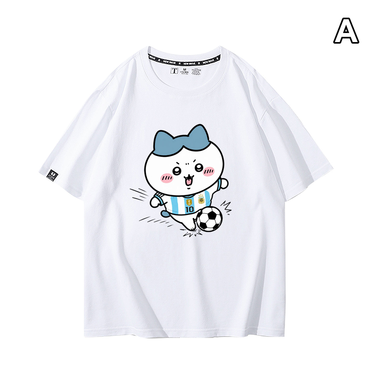 可愛いキャラ ゆるかわ トップス サッカーアクション スポーツプリント ユニセックス 半袖Ｔシャツ