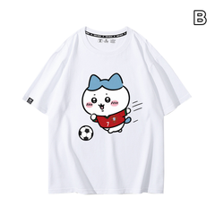可愛いキャラ ゆるかわ トップス サッカーアクション スポーツプリント ユニセックス 半袖Ｔシャツ