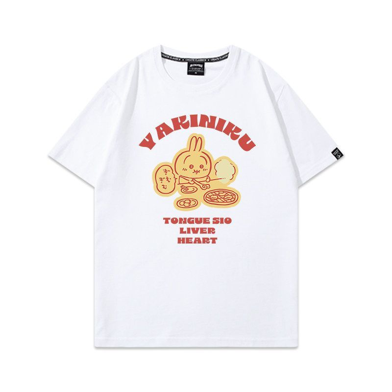 可愛いキャラ ゆるかわ トップス フードモチーフ タイポグラフィプリント ユニセックス 半袖Ｔシャツ