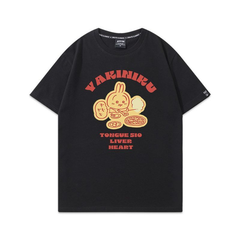 可愛いキャラ ゆるかわ トップス フードモチーフ タイポグラフィプリント ユニセックス 半袖Ｔシャツ