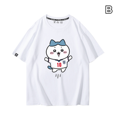 可愛いキャラ ゆるかわ トップス サッカーポーズ モーションプリント ユニセックス 半袖Ｔシャツ
