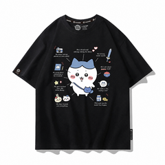 可愛いキャラ ゆるかわ トップス 解説風プリント ユニセックス 半袖Tシャツ