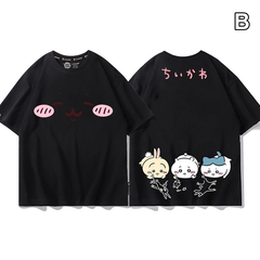 可愛いキャラ ゆるかわ トップス 笑顔プリント ユニセックス 半袖Tシャツ