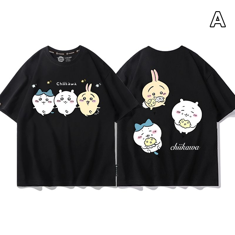 可愛いキャラ ゆるかわ トップス キャラクタープリント ユニセックス 半袖Tシャツ