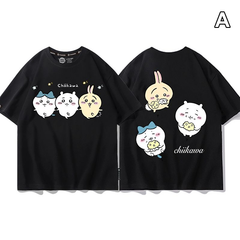 可愛いキャラ ゆるかわ トップス キャラクタープリント ユニセックス 半袖Tシャツ