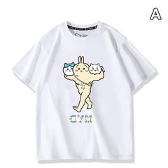 可愛いキャラ ゆるかわ トップス 筋肉ムキムキプリント ユニセックス 半袖Ｔシャツ