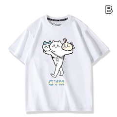 可愛いキャラ ゆるかわ トップス 筋肉ムキムキプリント ユニセックス 半袖Ｔシャツ