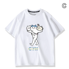 可愛いキャラ ゆるかわ トップス 筋肉ムキムキプリント ユニセックス 半袖Ｔシャツ