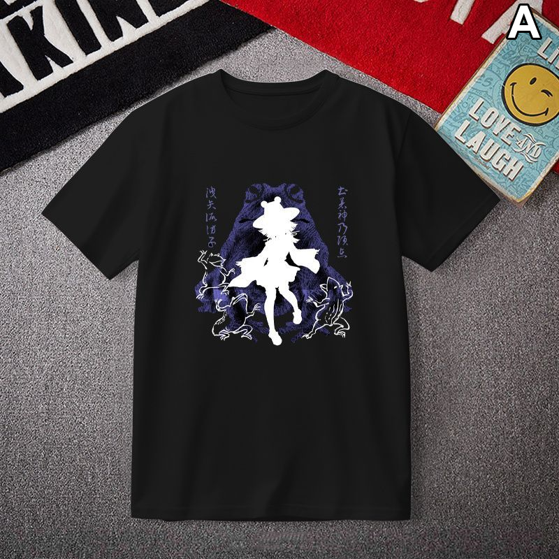 東方Project 二次創作 洩矢諏訪子 モチーフ ユニセックス 半袖Tシャツ