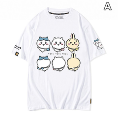 可愛いキャラ ゆるかわ トップス 4タイプのキャラクタープリント ユニセックス 半袖Ｔシャツ