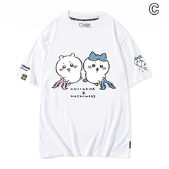 可愛いキャラ ゆるかわ トップス 4タイプのキャラクタープリント ユニセックス 半袖Ｔシャツ