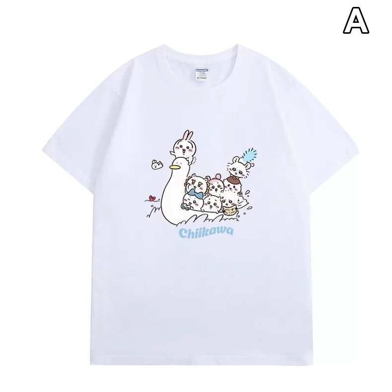 可愛いキャラ ゆるかわ トップス 海辺モチーフのキャラクタープリント ユニセックス 半袖Ｔシャツ