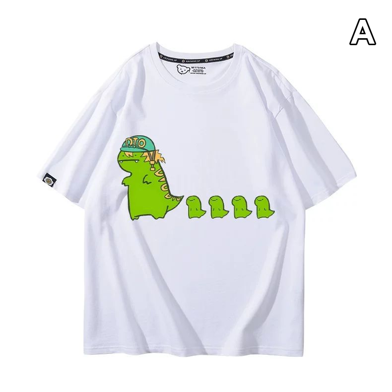 スタンド使い イラスト トップス 恐竜ファミリー ユニセックス 半袖Ｔシャツ