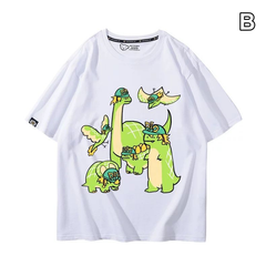 スタンド使い イラスト トップス 恐竜ファミリー ユニセックス 半袖Ｔシャツ