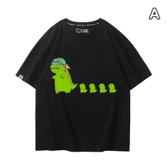 スタンド使い イラスト トップス 恐竜ファミリー ユニセックス 半袖Ｔシャツ