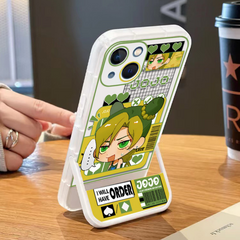 スタンド使い イラスト キャラクタープリント iPhoneスマホケース 収納式スタンド付き iPhone 13 mini以降 9デザイン