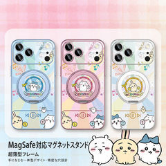 可愛いキャラ ゆるかわ キャラクタープリント iPhoneスマホケース アクリルケース 回転スタンド付き 3デザイン