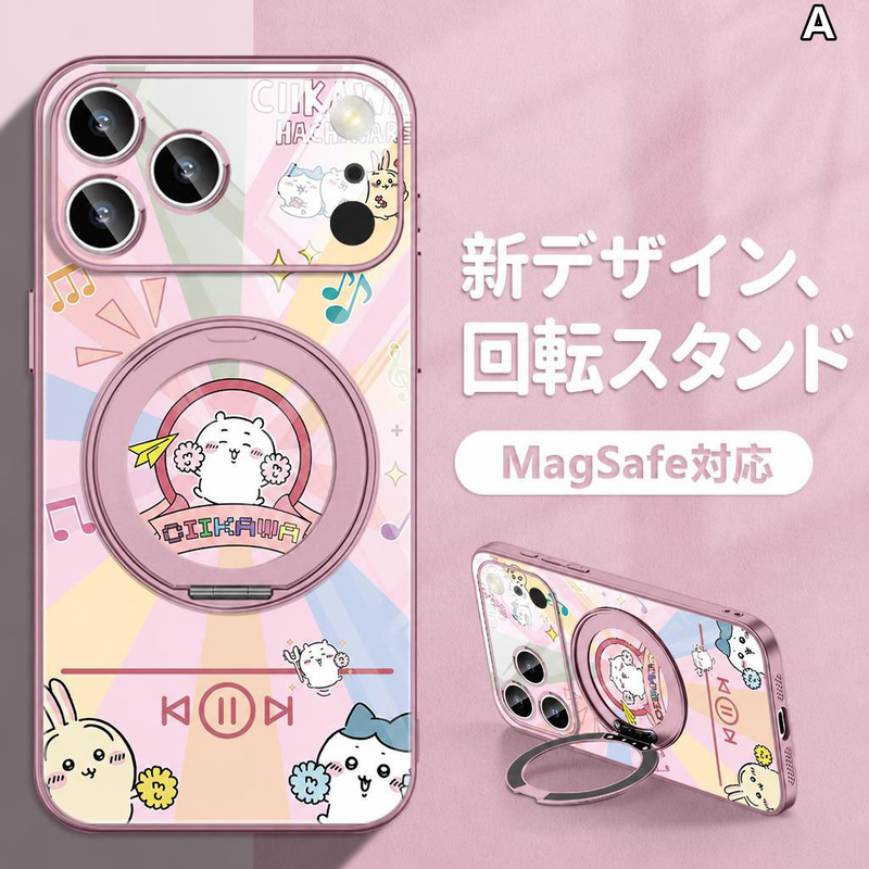 可愛いキャラ ゆるかわ キャラクタープリント iPhoneスマホケース アクリルケース 回転スタンド付き 3デザイン