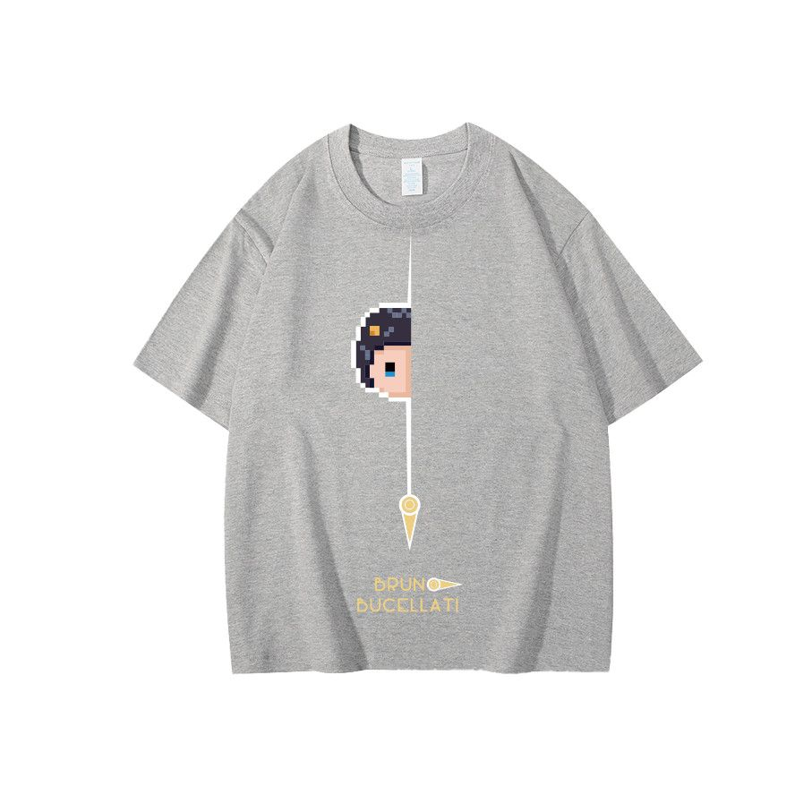 スタンド使い イラスト トップス ピクセル風プリント ユニセックス 半袖Ｔシャツ