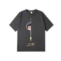 スタンド使い イラスト トップス ピクセル風プリント ユニセックス 半袖Ｔシャツ