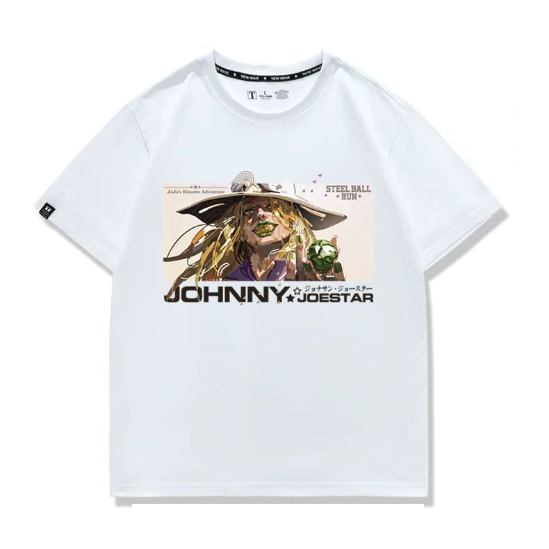 スタンド使い イラスト トップス ジョジョの奇妙な冒険 ジョニィ・ジョースター プリント ユニセックス 半袖Ｔシャツ