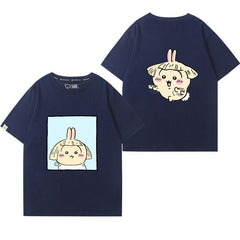 可愛いキャラ ゆるかわ トップス 散髪  ユニセックス 半袖Ｔシャツ