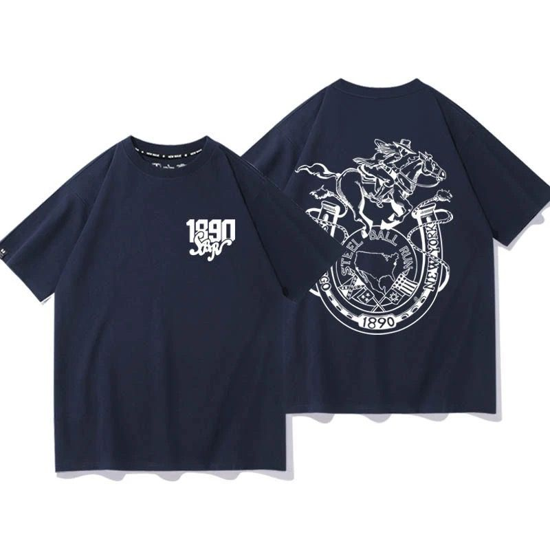 スタンド使い イラスト トップス ウエスタンレース風 バックプリントデザイン ユニセックス 半袖 Ｔシャツ
