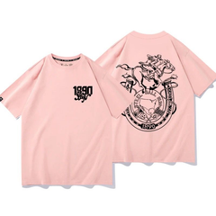 スタンド使い イラスト トップス ウエスタンレース風 バックプリントデザイン ユニセックス 半袖 Ｔシャツ