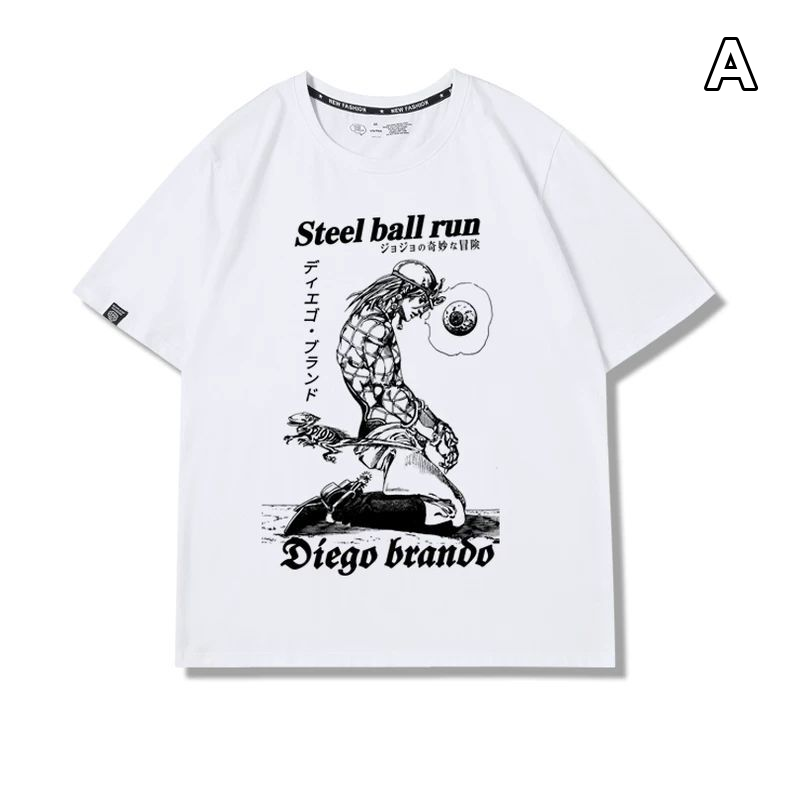 スタンド使い イラスト トップス コミックアート 4タイプのフロントプリントデザイン ユニセックス 半袖 Ｔシャツ
