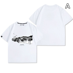スタンド使い イラスト トップス モノクロアート 7タイプのプリントデザイン ユニセックス 半袖 Ｔシャツ