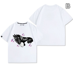 スタンド使い イラスト トップス モノクロアート 7タイプのプリントデザイン ユニセックス 半袖 Ｔシャツ