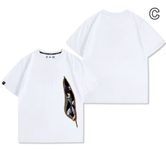 スタンド使い イラスト トップス モノクロアート 7タイプのプリントデザイン ユニセックス 半袖 Ｔシャツ