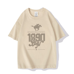 スタンド使い イラスト トップス レトロウエスタン風 1890ロゴプリントデザイン ユニセックス 半袖 Ｔシャツ