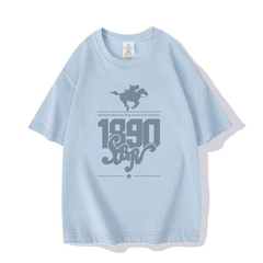 スタンド使い イラスト トップス レトロウエスタン風 1890ロゴプリントデザイン ユニセックス 半袖 Ｔシャツ