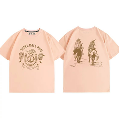 スタンド使い イラスト トップス ウエスタンエンブレム 両面プリントデザイン ユニセックス 半袖 Ｔシャツ