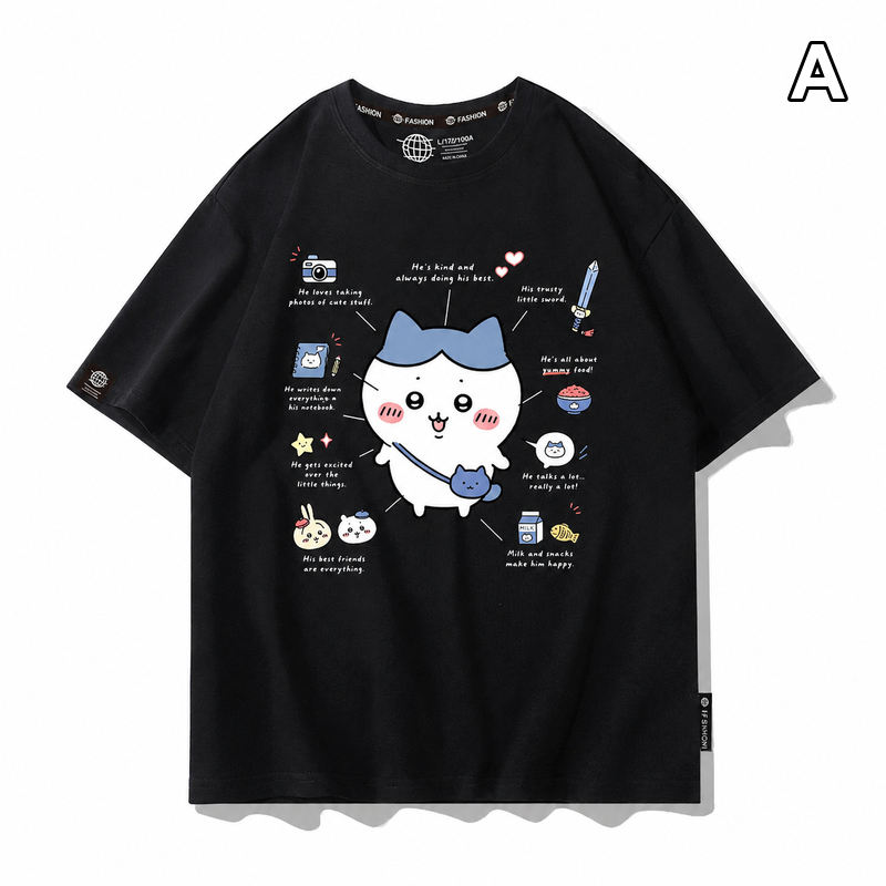 可愛いキャラ ゆるかわ トップス 解説風プリント ユニセックス 半袖Tシャツ