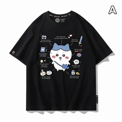 可愛いキャラ ゆるかわ トップス 解説風プリント ユニセックス 半袖Tシャツ