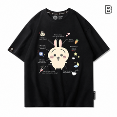 可愛いキャラ ゆるかわ トップス 解説風プリント ユニセックス 半袖Tシャツ