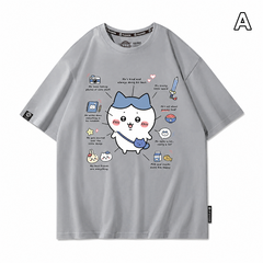 可愛いキャラ ゆるかわ トップス 解説風プリント ユニセックス 半袖Tシャツ