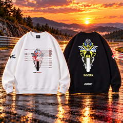 【薄手・裏起毛から選べる】バイカースタイル トップス バイクライダー イラストプリント ユニセックス 長袖 スウェット