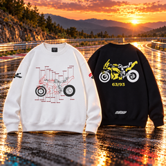 【薄手・裏起毛から選べる】バイカースタイル トップス バイクナンバー バックプリント ユニセックス 長袖 スウェット