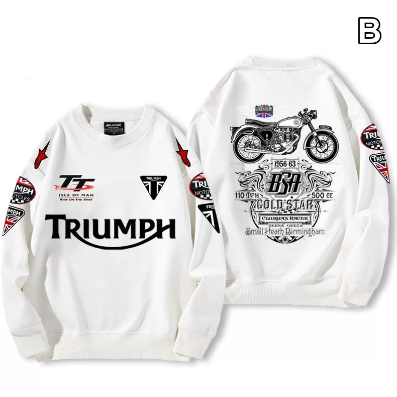 【薄手・裏起毛から選べる】バイカースタイル トップス バイクレタリング＆車体グラフィック ユニセックス 長袖 スウェット