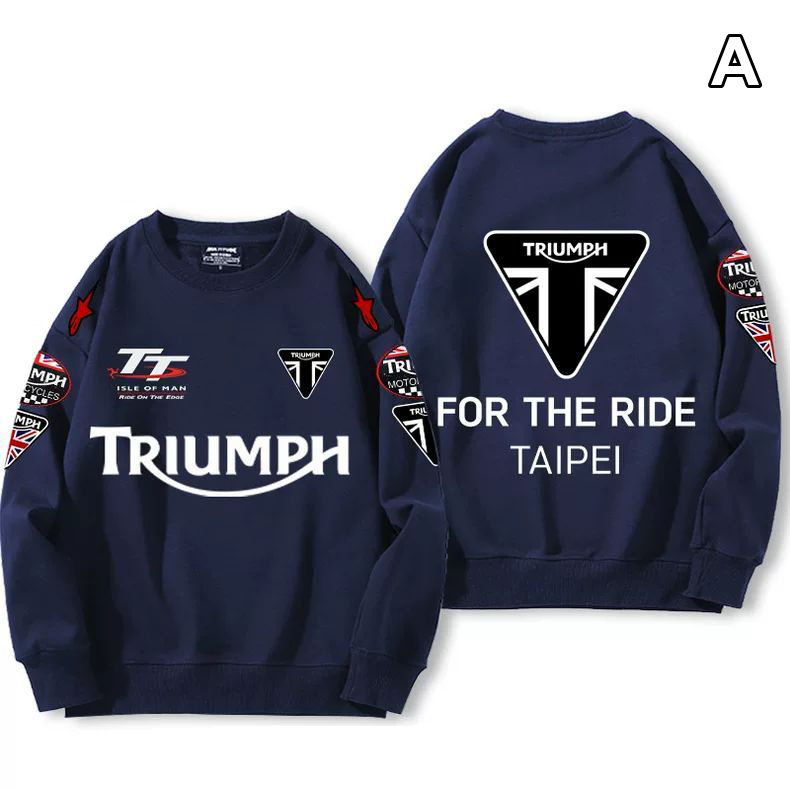 【薄手・裏起毛から選べる】バイカースタイル トップス バイクレタリング＆車体グラフィック ユニセックス 長袖 スウェット