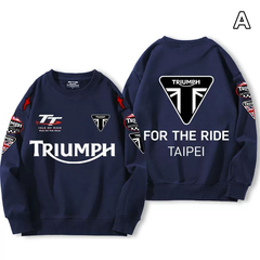 【薄手・裏起毛から選べる】バイカースタイル トップス バイクレタリング＆車体グラフィック ユニセックス 長袖 スウェット