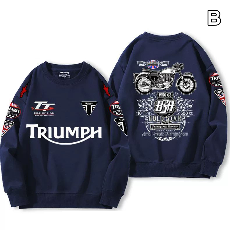 【薄手・裏起毛から選べる】バイカースタイル トップス バイクレタリング＆車体グラフィック ユニセックス 長袖 スウェット