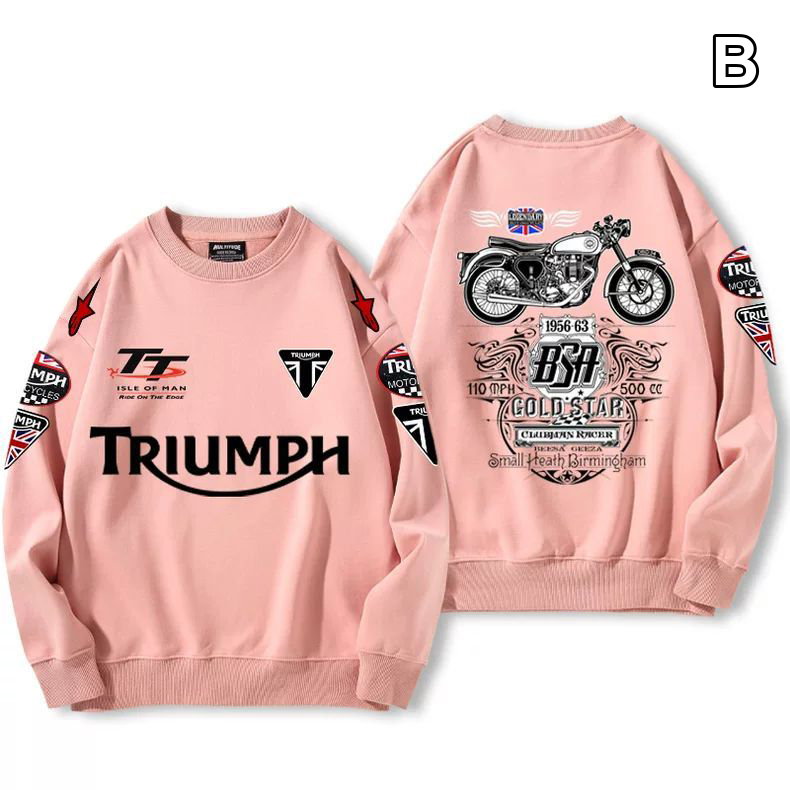 【薄手・裏起毛から選べる】バイカースタイル トップス バイクレタリング＆車体グラフィック ユニセックス 長袖 スウェット
