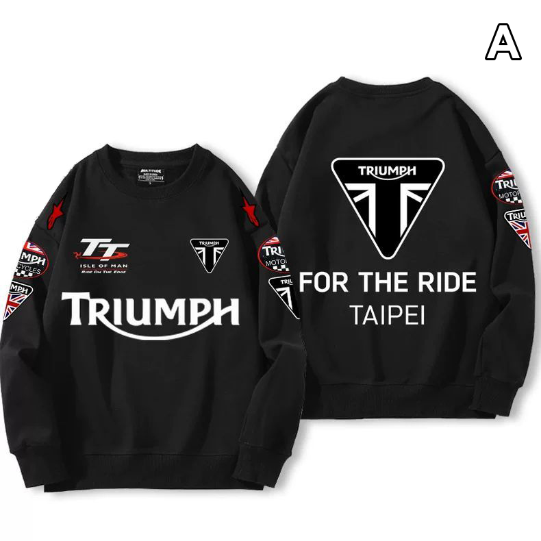 【薄手・裏起毛から選べる】バイカースタイル トップス バイクレタリング＆車体グラフィック ユニセックス 長袖 スウェット